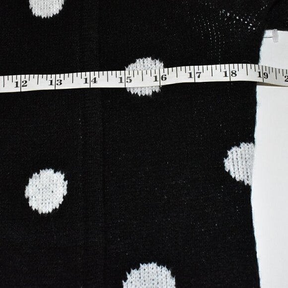 Verve Ami Long Sleeve Open Front Cardigan Sweater Black White Polka Dots Size S - Picture 4 of 12